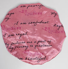 Load image into Gallery viewer, Pink Self Affirmation Satin Bonnet