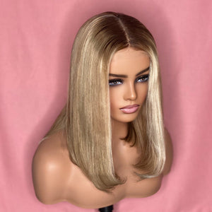 Heather | Blonde Straight Custom Color Closure Bob Wig